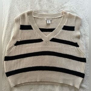 Neutral Striped Sweater Vest